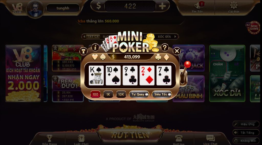 Hướng dẫn chơi Mini Poker V8 Club