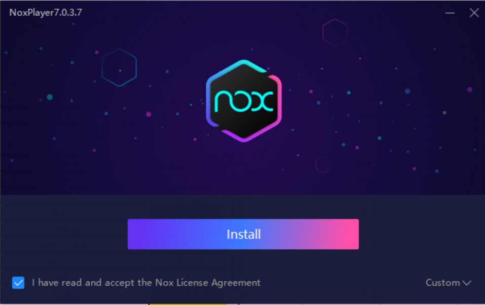 Nhấn chọn install để cài đặt trình giả lập NoxPlayer 